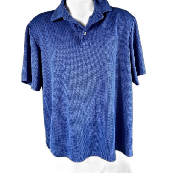 Roundtree & Yorke Performance Polo Shirt Mens L Blue Work Play Golf Short Slv - Picture 1 of 9